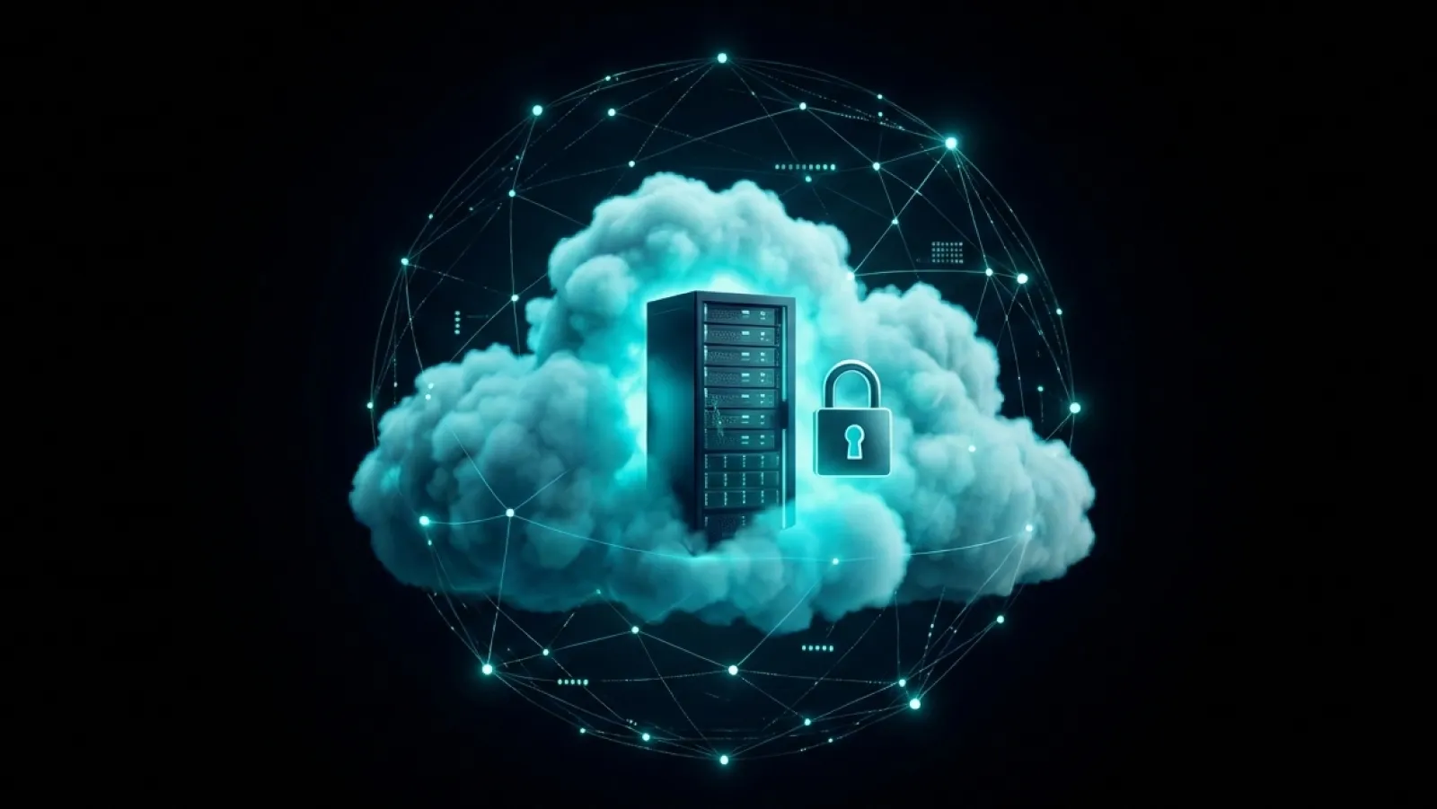 Single-tenant secure server with lock icon in a private cloud environment